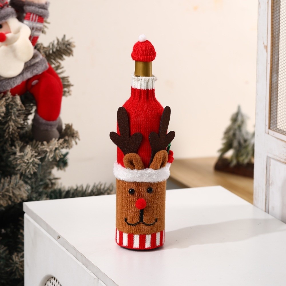 Knitted Wine Bottle Cover Elk  - Wine Beer Hat review and price