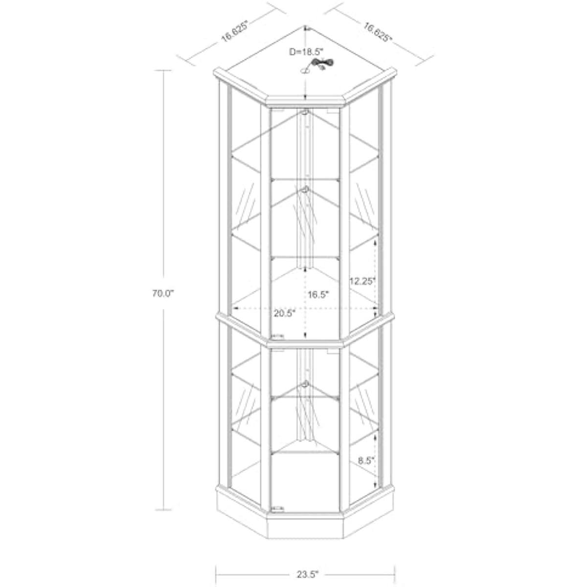 Tall Lighted Curio Cabinet 70  - Wine & Beer Guayaquil review and price